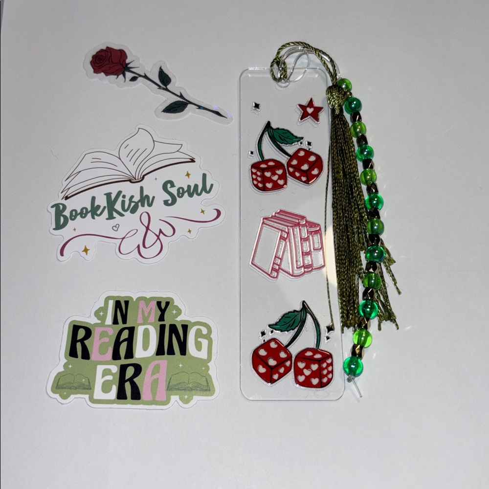Cherry Dice handcrafted bookmark by me 🎲📚🍒